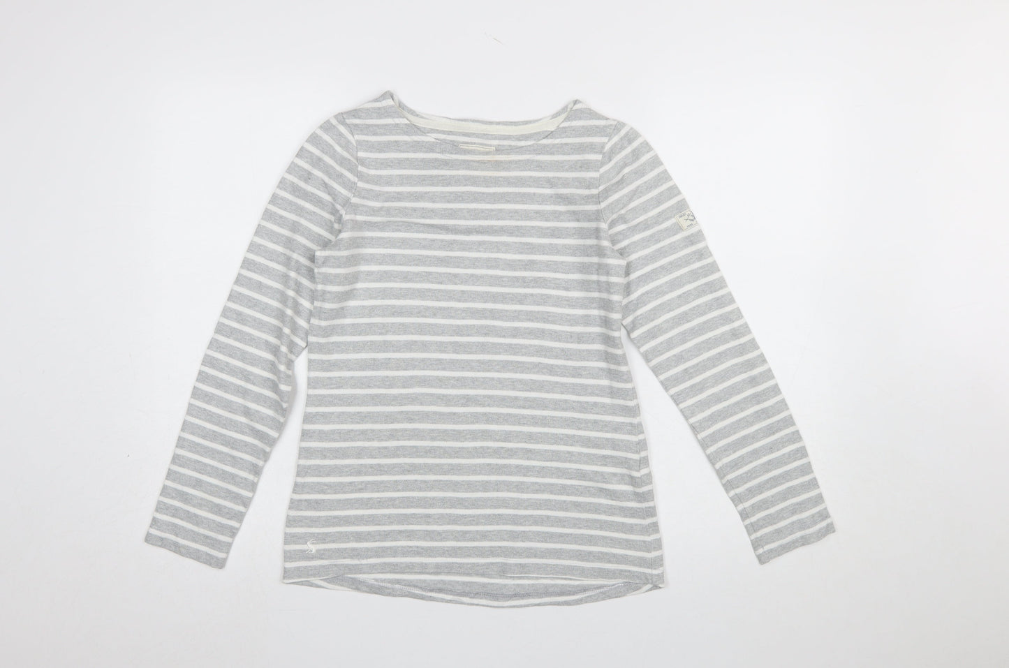Joules Women Grey Striped Long Sleeve Nautical Cotton T-Shirt UK 6