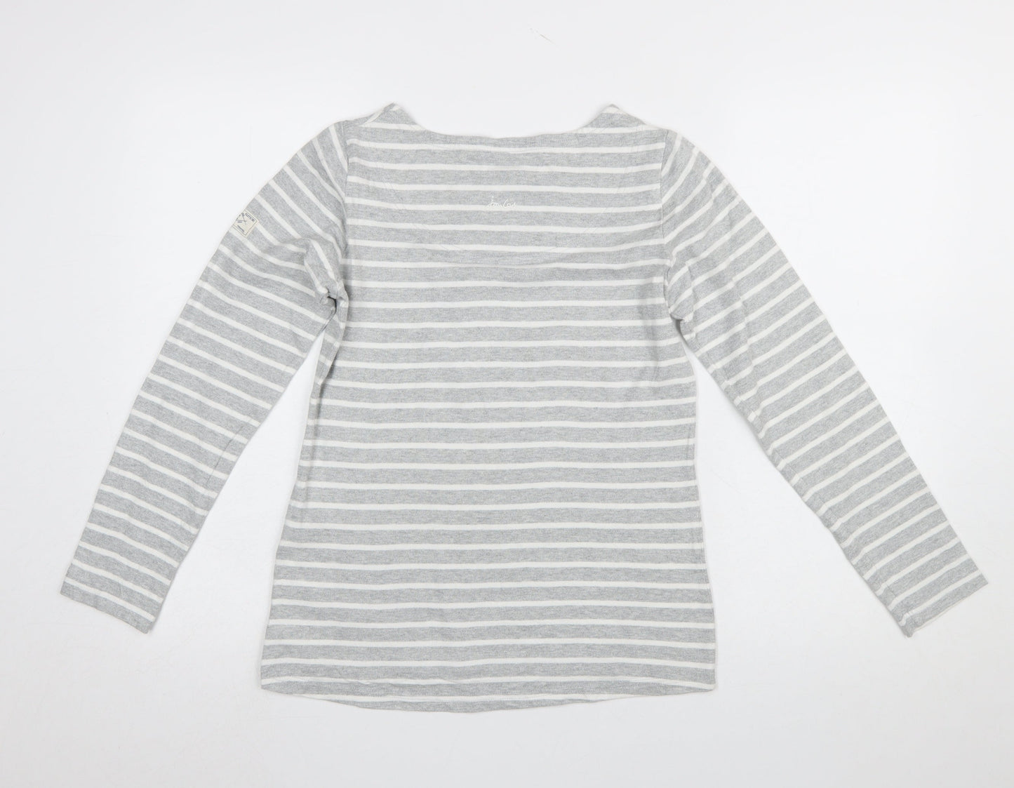Joules Women Grey Striped Long Sleeve Nautical Cotton T-Shirt UK 6
