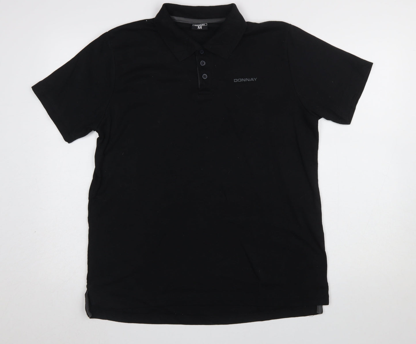 Donnay Men's Black Regular Fit Short Sleeve Polo Shirt M