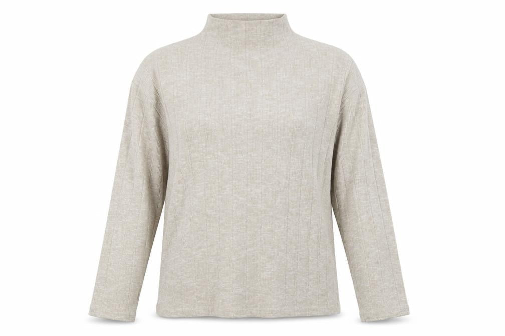 Marks & Spencer Women’s Beige Mock Neck Knit Jumper Size 14