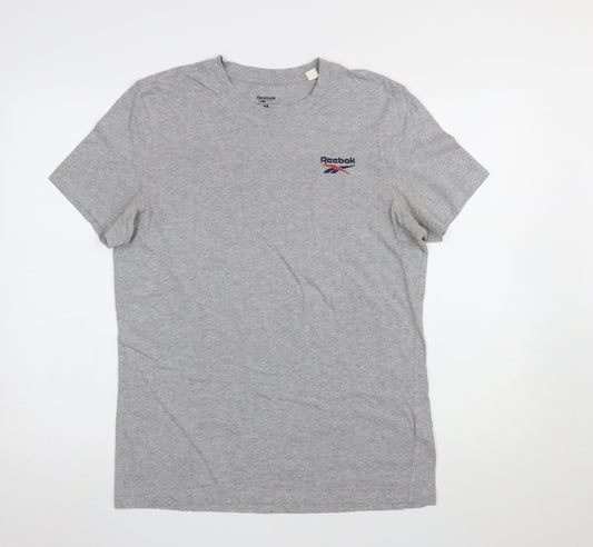 Reebok Men's Grey Crew Neck Short Sleeve Cotton T-Shirt M