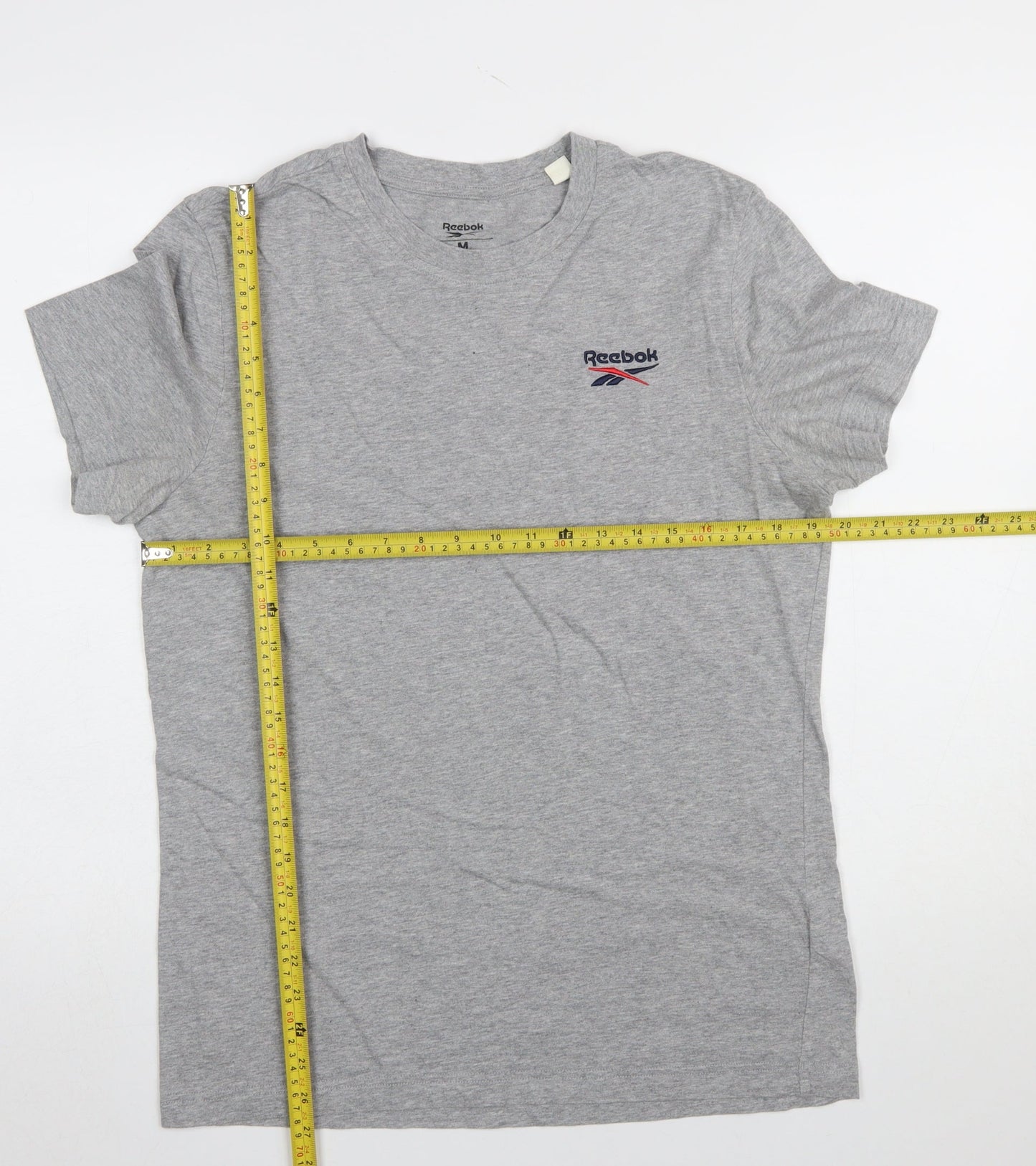 Reebok Men's Grey Crew Neck Short Sleeve Cotton T-Shirt M