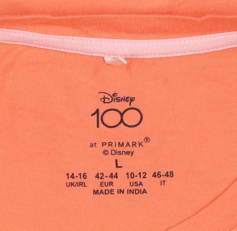 Disney Pluto Orange Cropped T-Shirt Primark Women L 100% Cotton