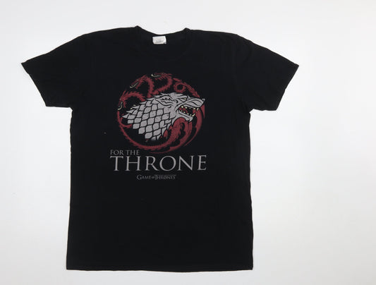 Gildan Men's Black Game of Thrones Graphic Print T-Shirt Size L