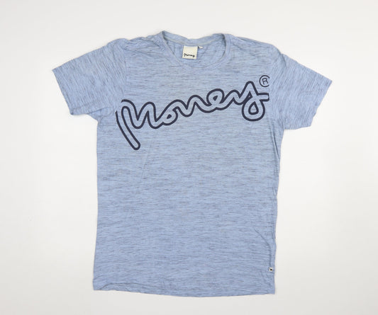 Money Men's Blue Cotton Graphic Logo T-Shirt Size M