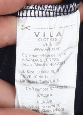 Vila Womens Blue Fit & Flare Sleeveless Knee Length Dress Size L
