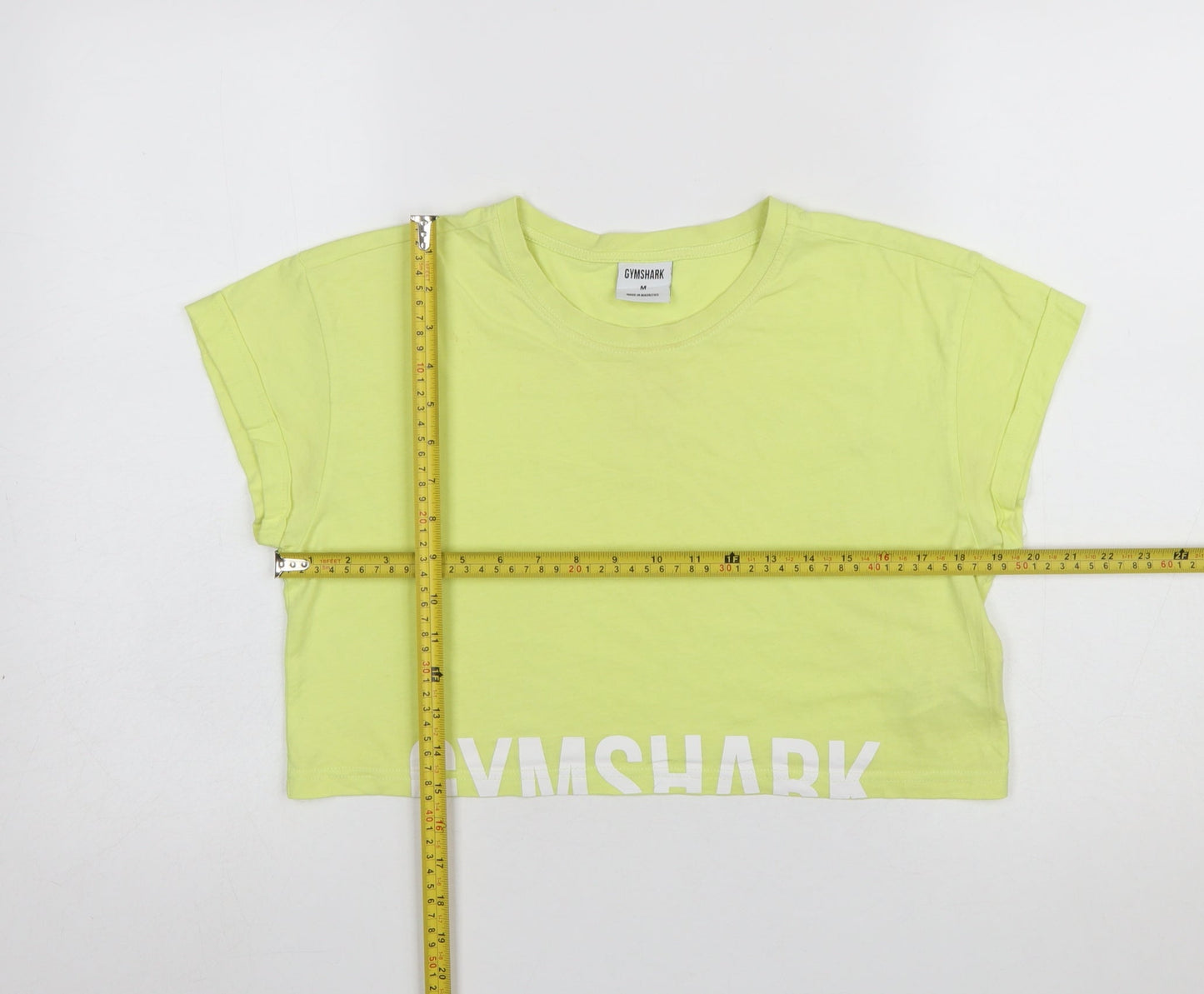 Gymshark Womens Yellow Cropped Cotton Training T-Shirt Size M