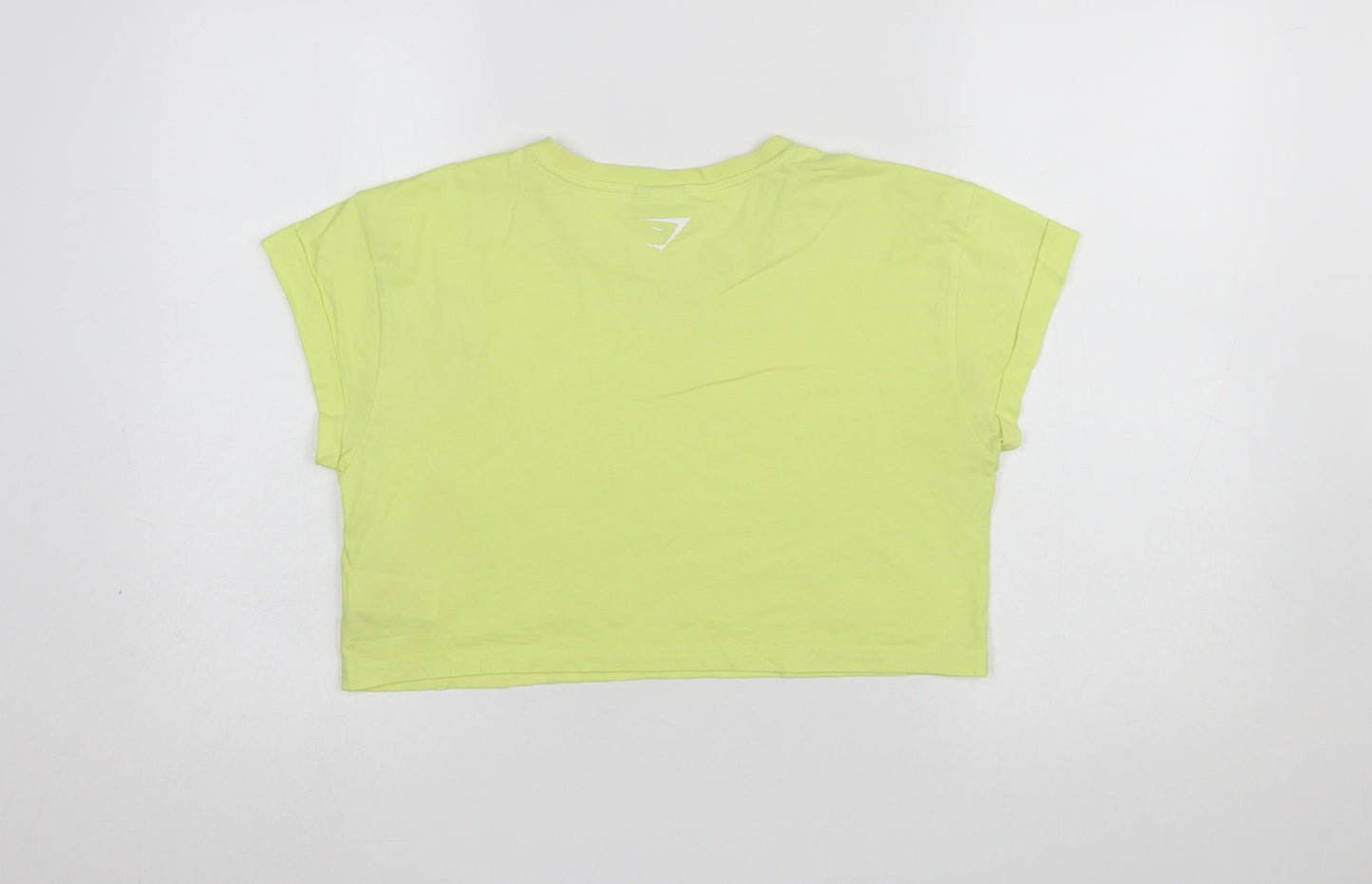 Gymshark Womens Yellow Cropped Cotton Training T-Shirt Size M