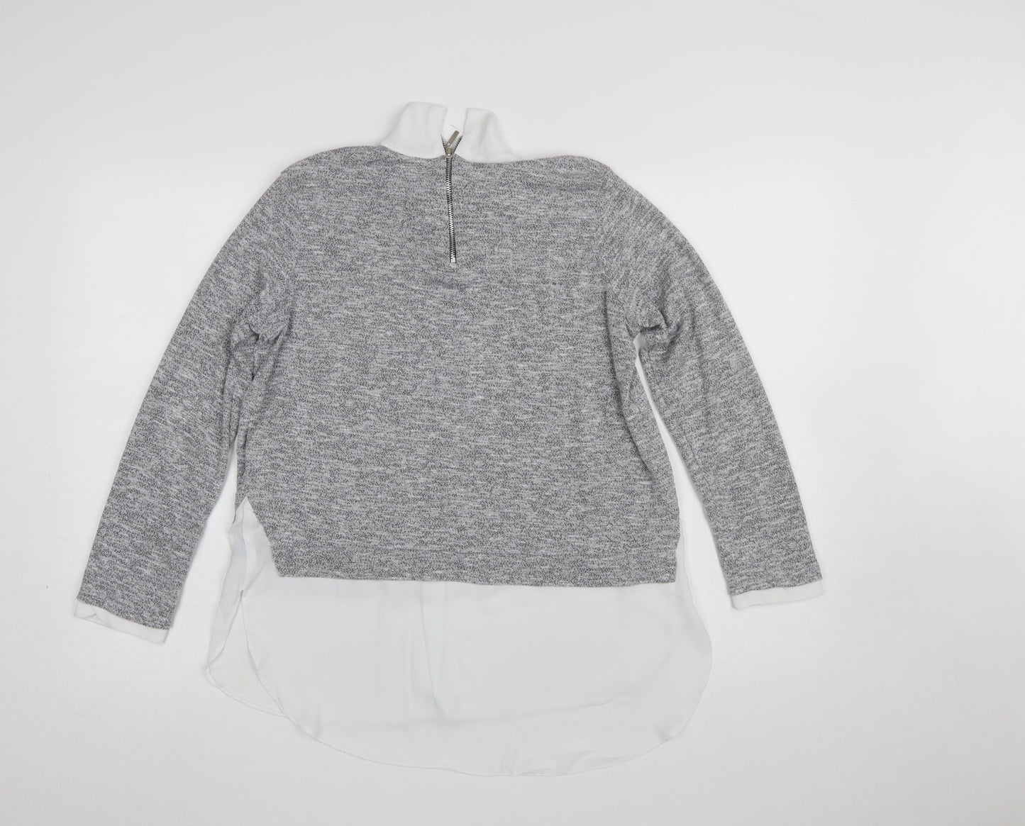 Red Herring Womens Grey Collared Layered Knit Blouse Size 12