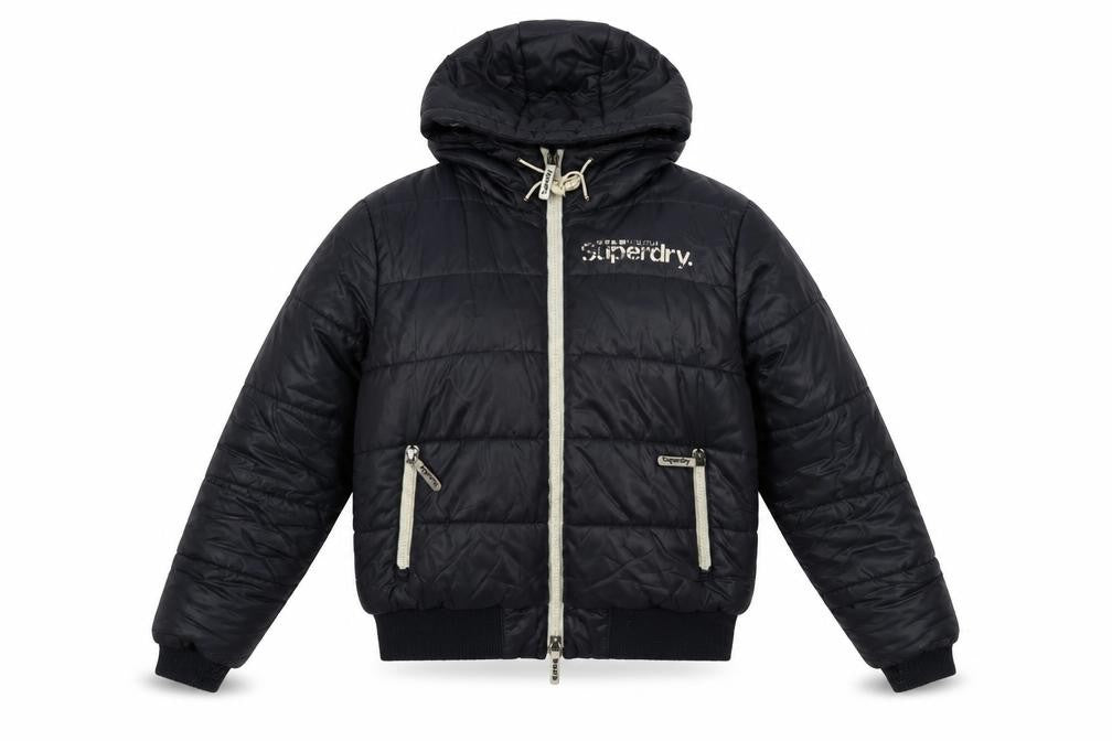 Superdry Womens Blue Hooded Puffer Jacket Size M Winter Coat