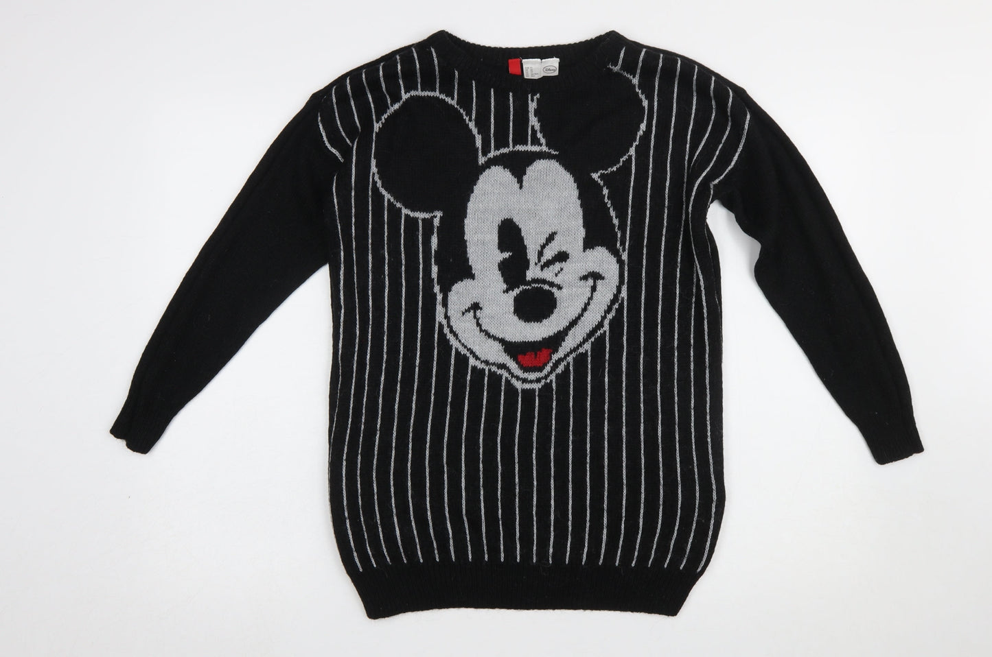 Disney Womens Black XS Mickey Mouse Knitted Pullover Jumper