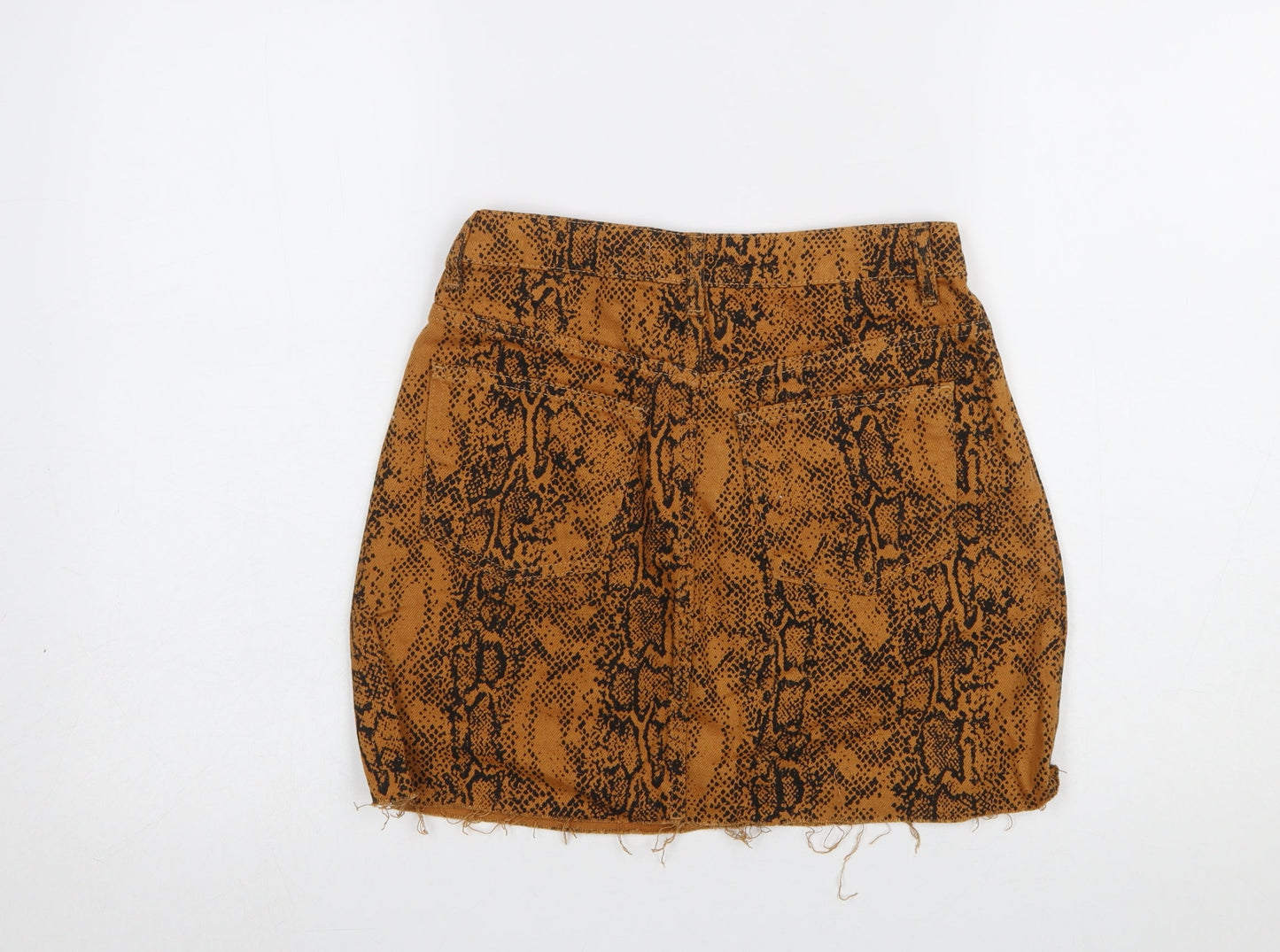 Denim Co. Women Brown Animal Print Cotton Mini Skirt Size 6
