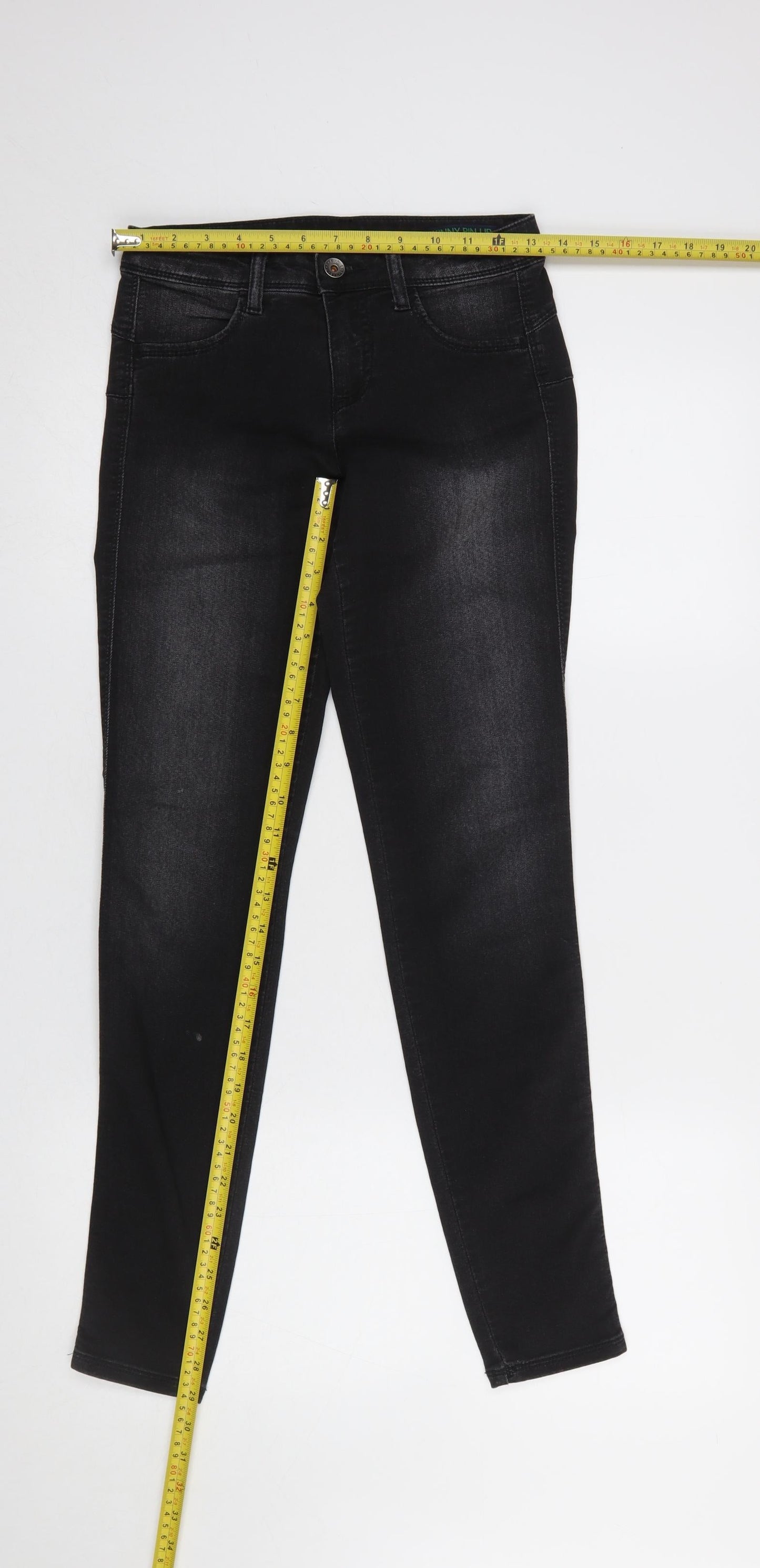 Benetton Women's Black Skinny Denim Jeans Size 25 Slim Fit