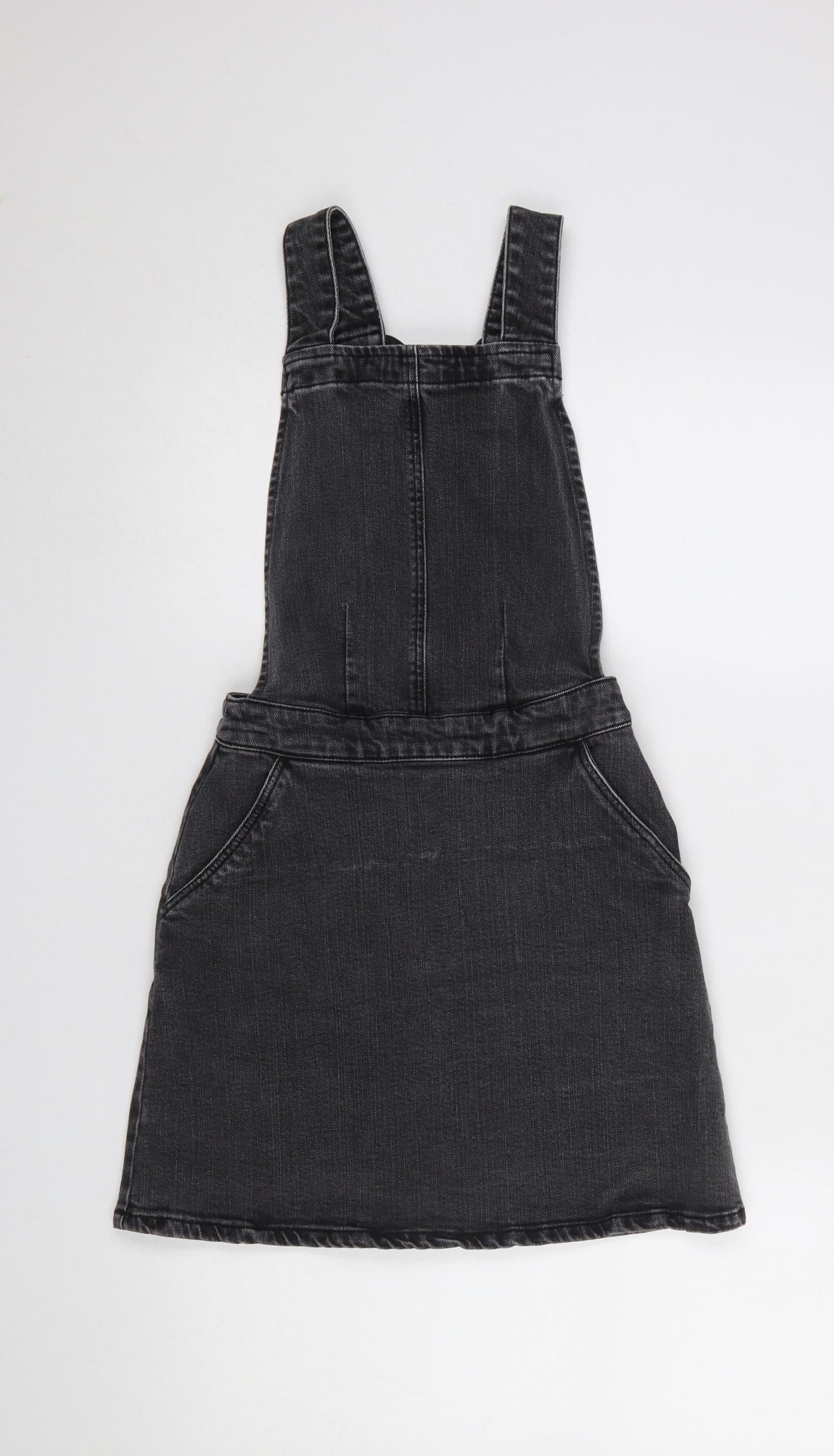 ASOS Women Black Denim Pinafore Dress Size 8 Casual Stretch