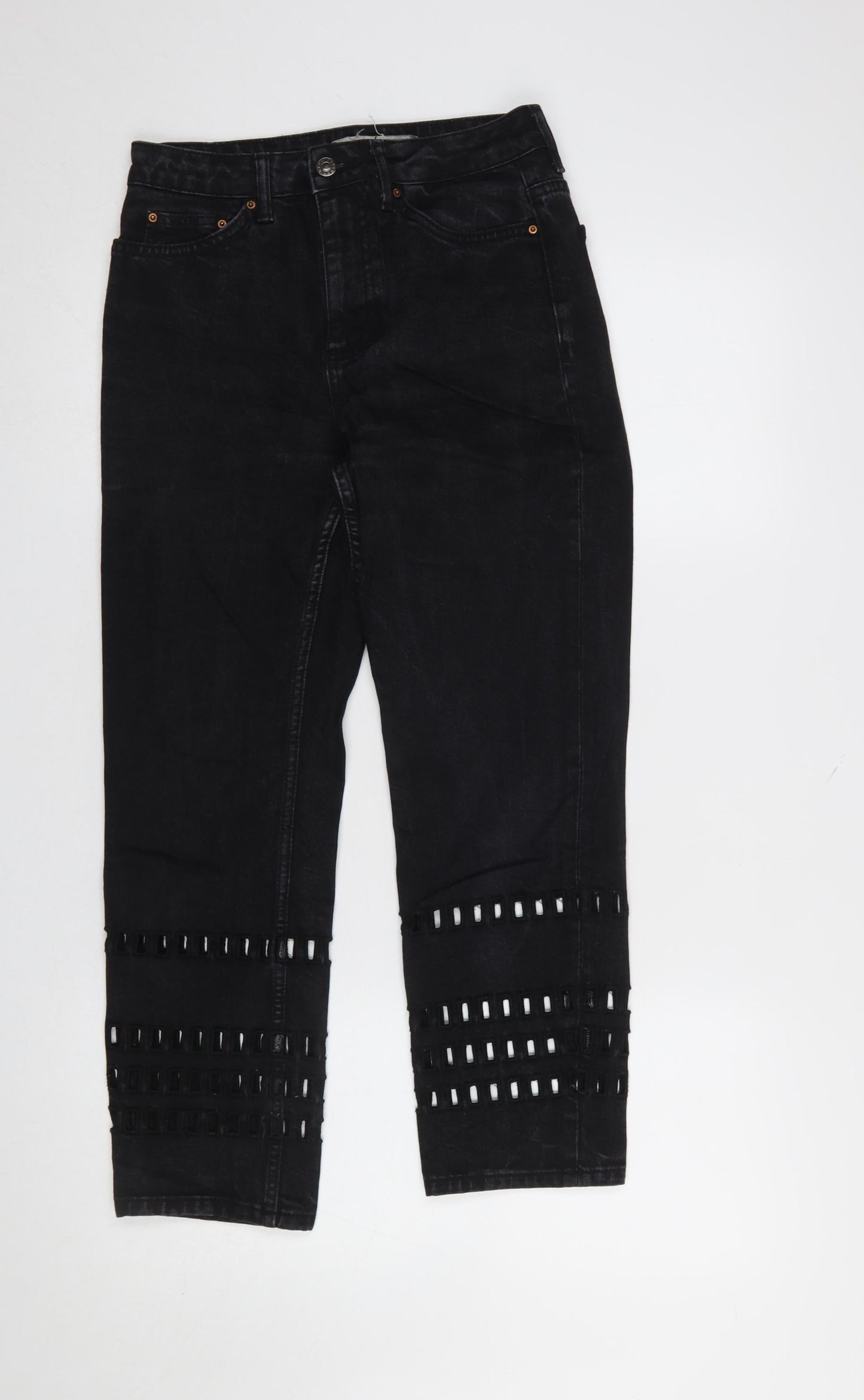 Topshop Moto Black Cropped High Rise Jeans Women's Size 8 W26 L30