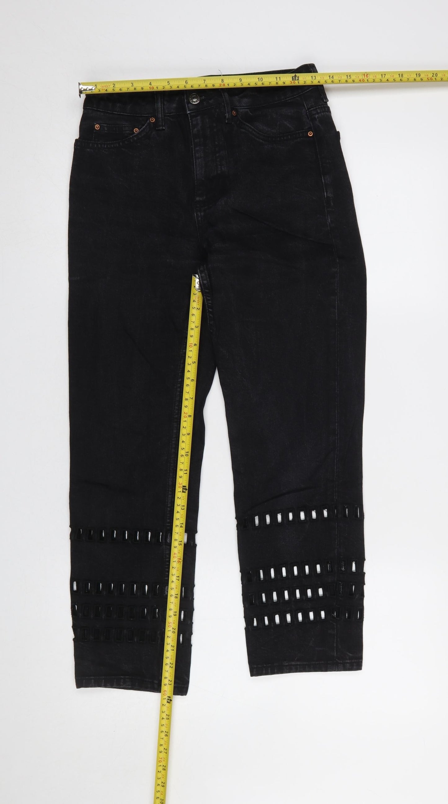 Topshop Moto Black Cropped High Rise Jeans Women's Size 8 W26 L30
