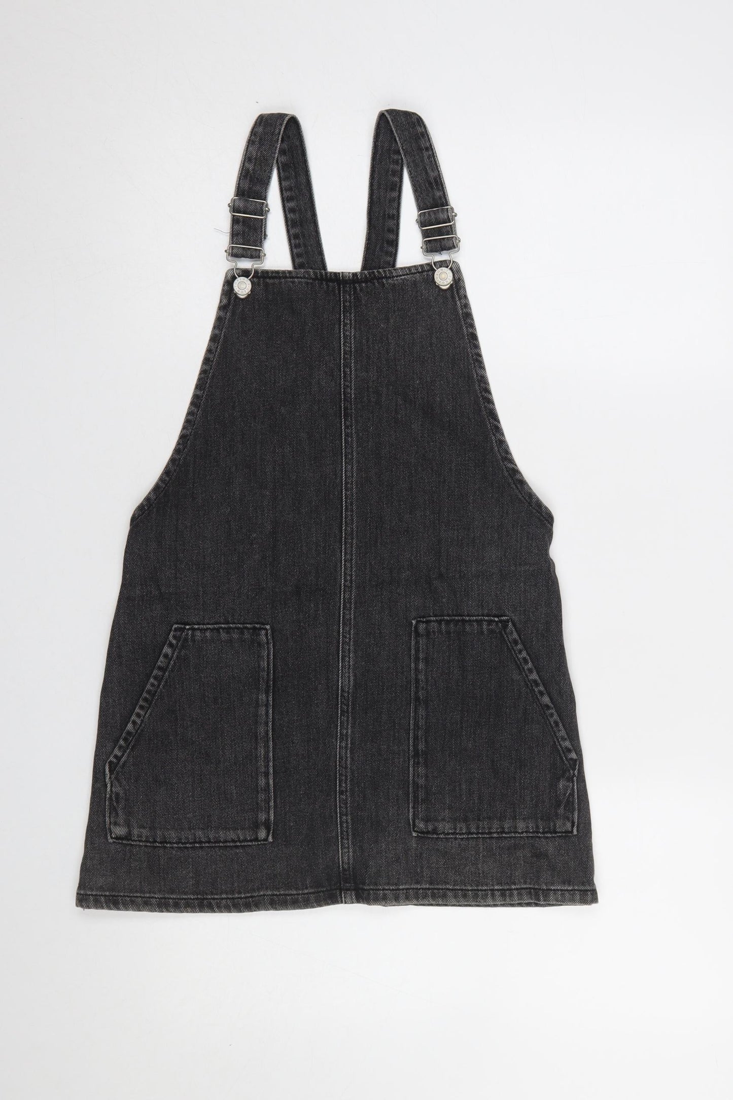 Topshop Women’s Black Denim Pinafore Dress Size 6