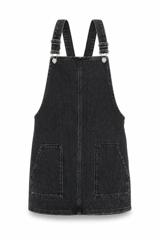 Topshop Women’s Black Denim Pinafore Dress Size 6
