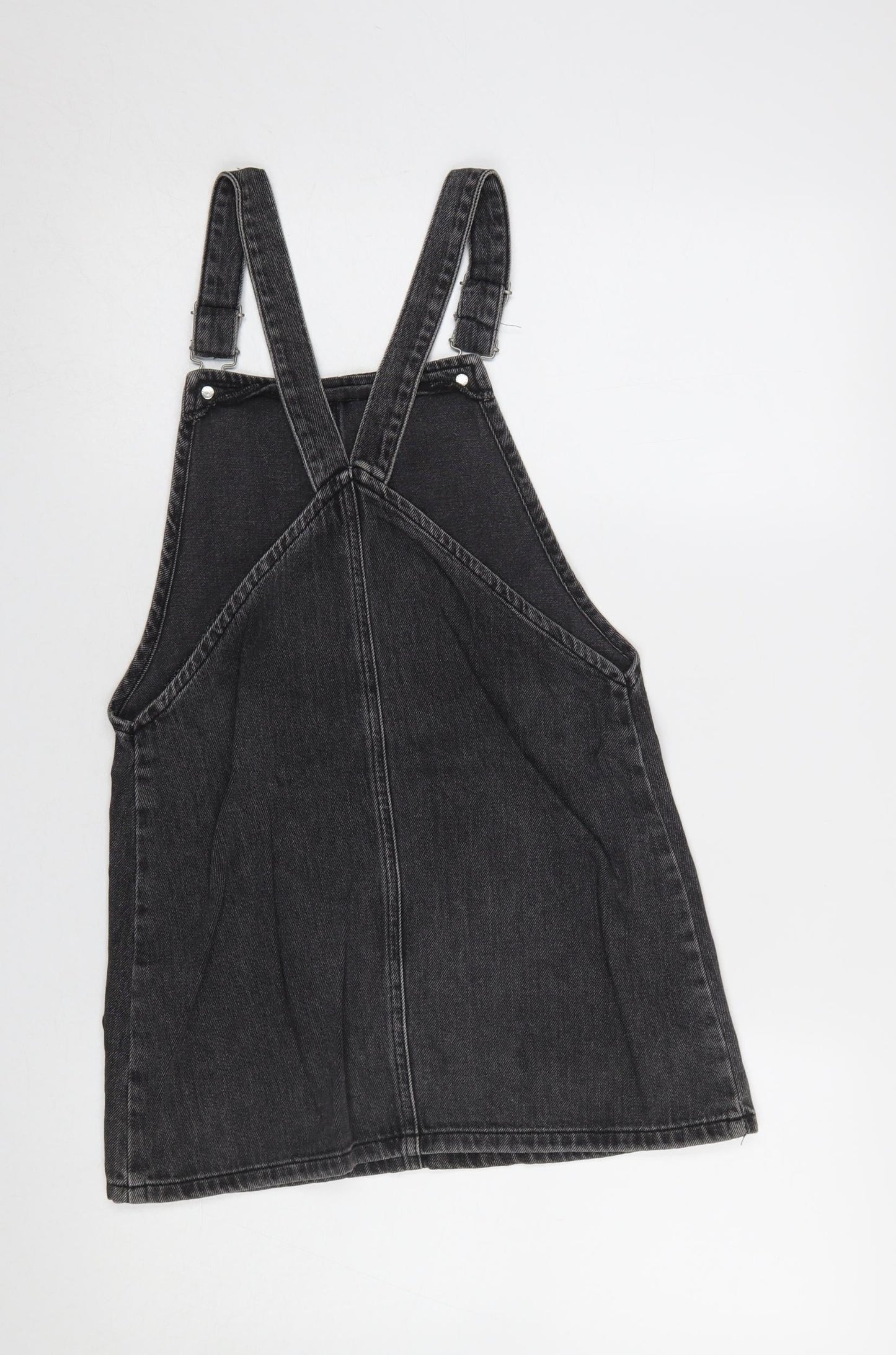 Topshop Women’s Black Denim Pinafore Dress Size 6