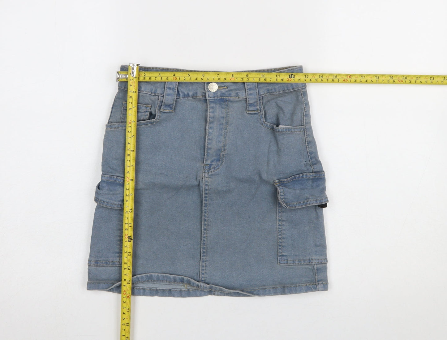 PrettyLittleThing Women’s Blue Cargo Denim Short Skirt UK 8