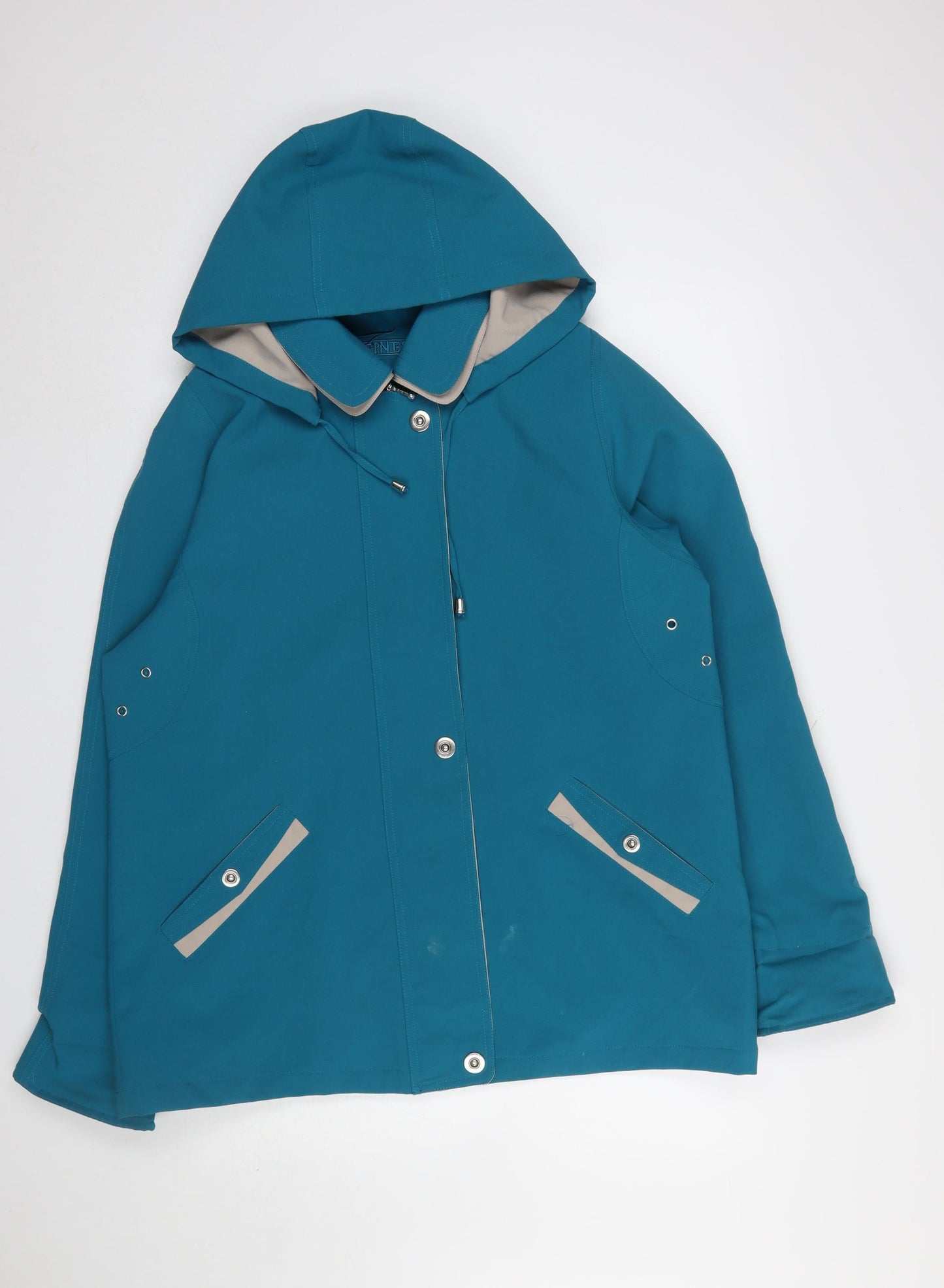 Finesse Women’s Blue Hooded Rain Coat Jacket Size 16