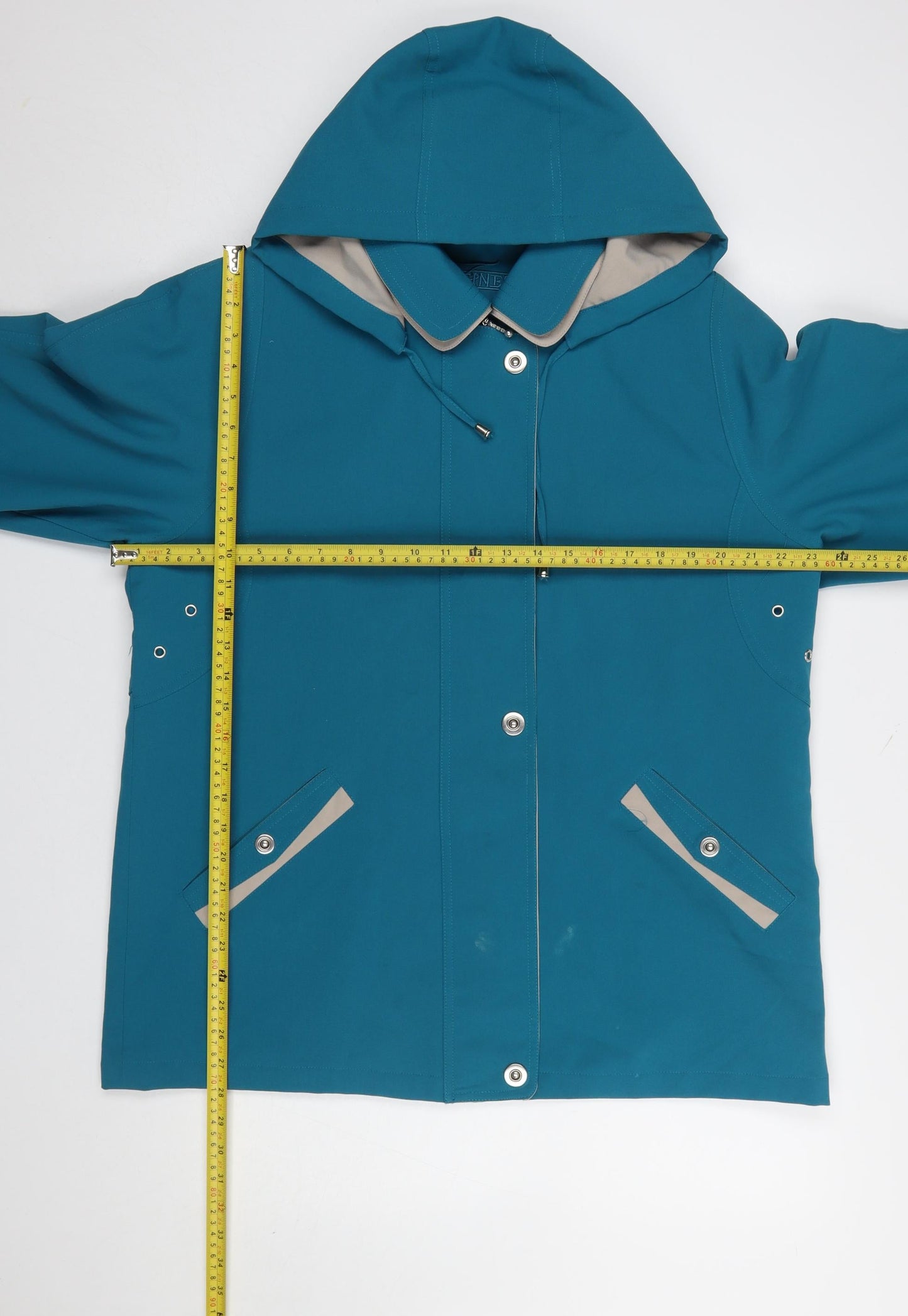 Finesse Women’s Blue Hooded Rain Coat Jacket Size 16