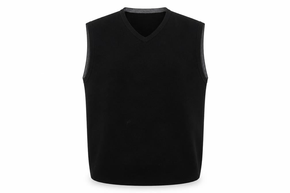 Eddie Bauer Men's Black Cotton Knit V-Neck Sleeveless Vest Size M