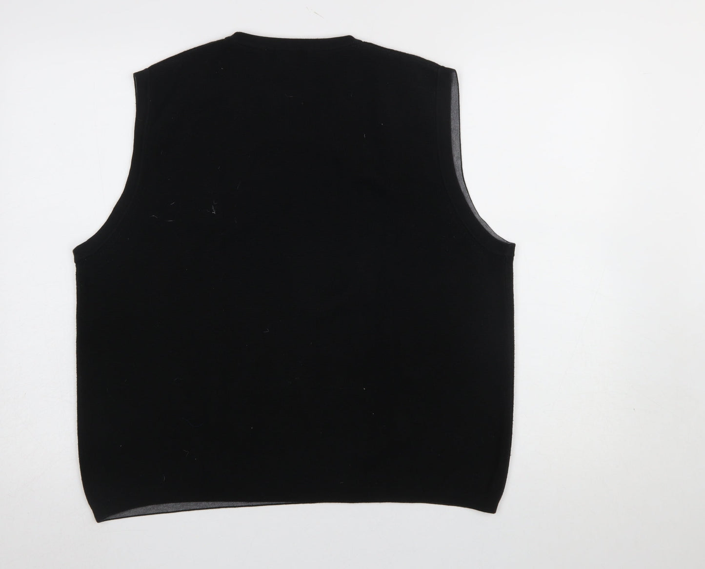 Eddie Bauer Men's Black Cotton Knit V-Neck Sleeveless Vest Size M