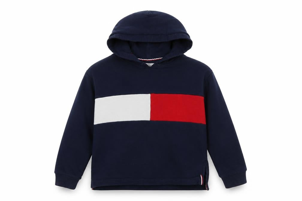 Tommy Hilfiger Boys Navy Blue Cotton Pullover Hoodie Size 10 (140cm)