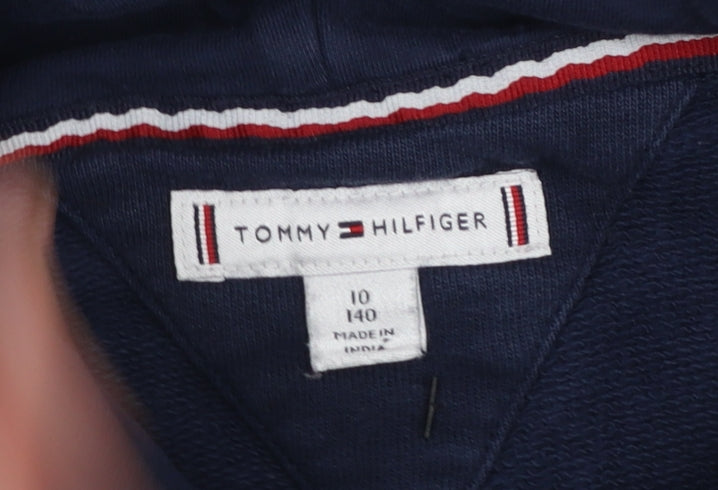 Tommy Hilfiger Boys Navy Blue Cotton Pullover Hoodie Size 10 (140cm)