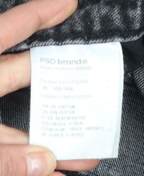 PSO Brand Women’s Black Straight Leg Jeans XL Cotton Blend Denim