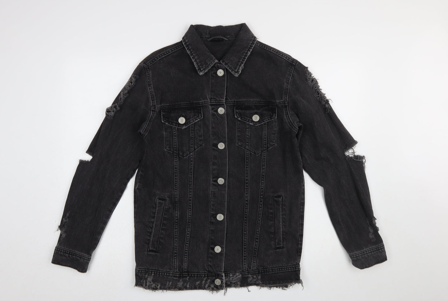 BDG Womens Black Distressed Denim Jacket XS Grunge Style
