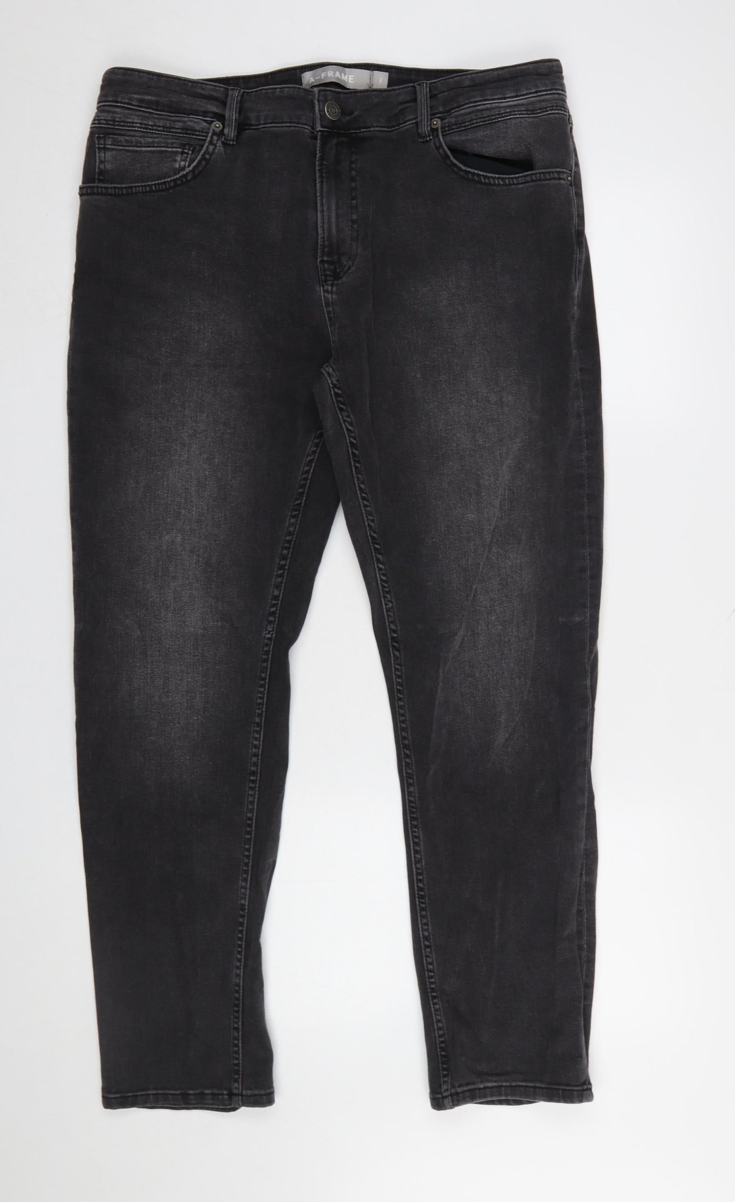 A-FRAME Men's Black Slim Fit Denim Jeans 38S