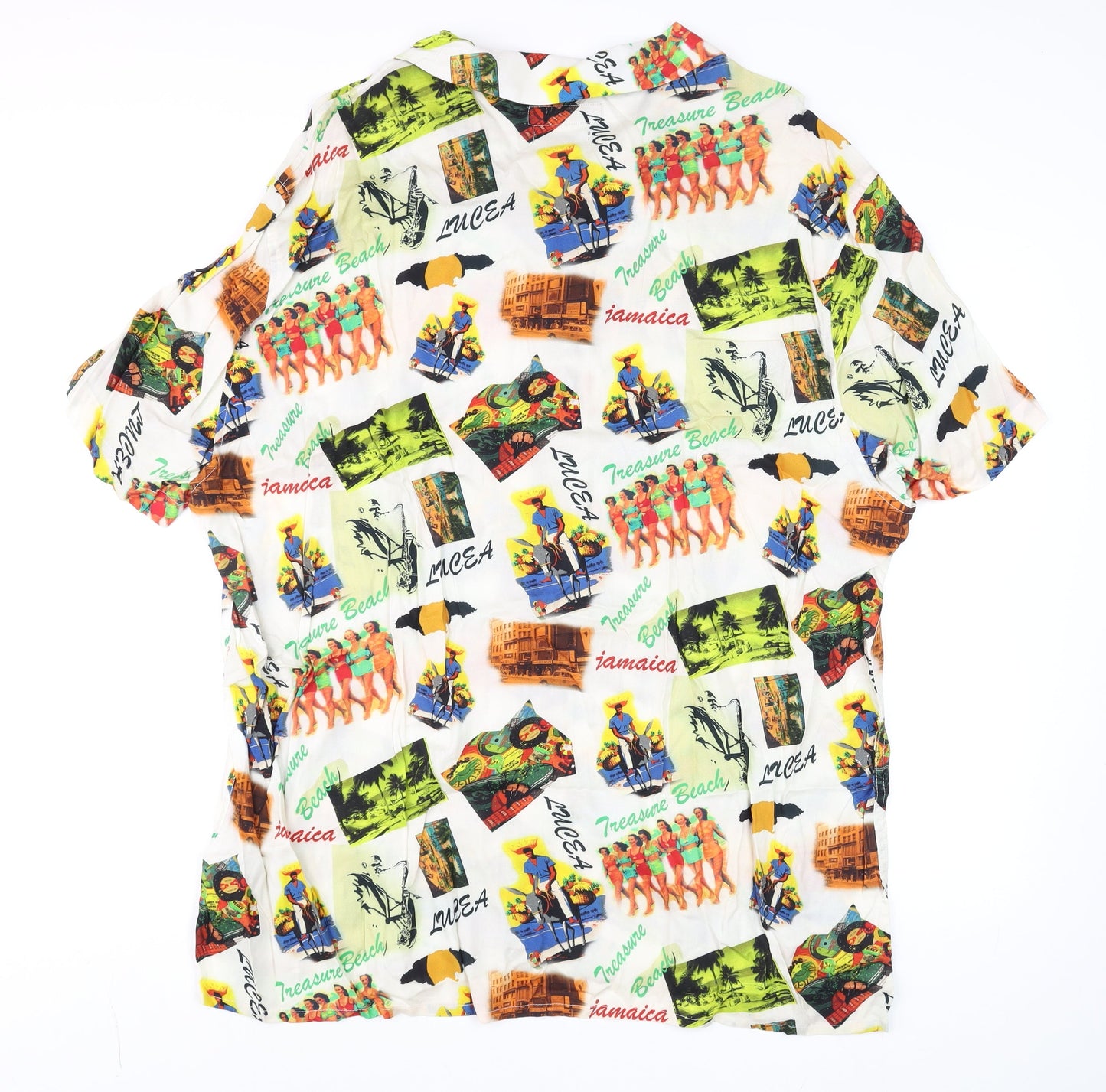 Primark Men's Multicoloured 3XL Relaxed Fit Tropical Button-Up Shirt