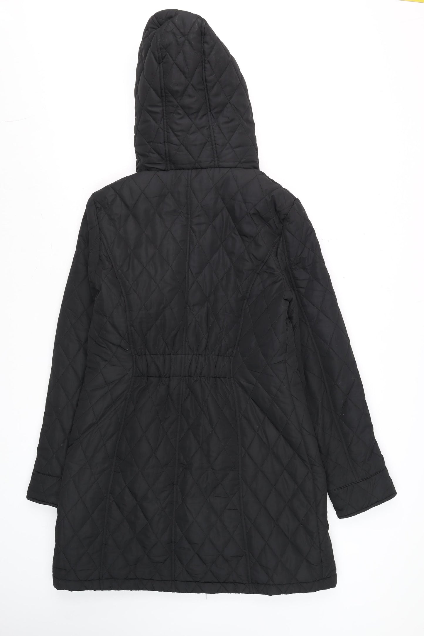 Very Women’s Black Quilted Hooded Long Coat Size 12
