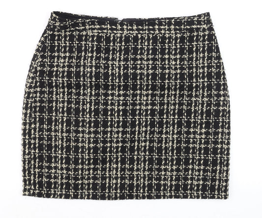 Papaya Women Black Check Tweed Pencil Skirt Size 12 Workwear