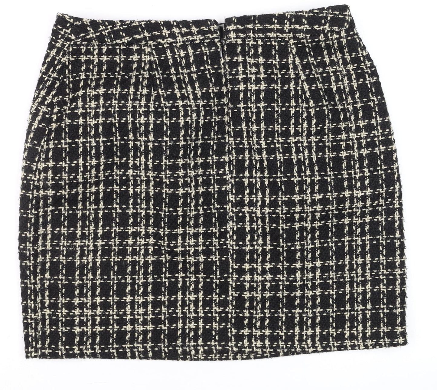 Papaya Women Black Check Tweed Pencil Skirt Size 12 Workwear