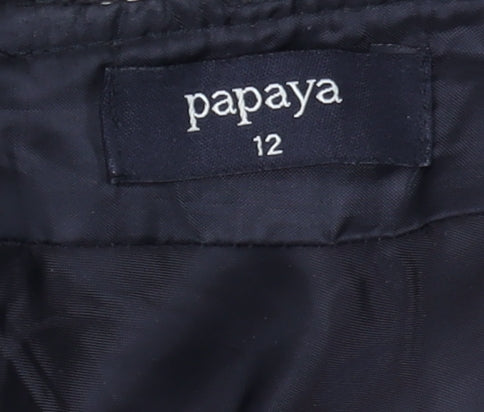 Papaya Women Black Check Tweed Pencil Skirt Size 12 Workwear
