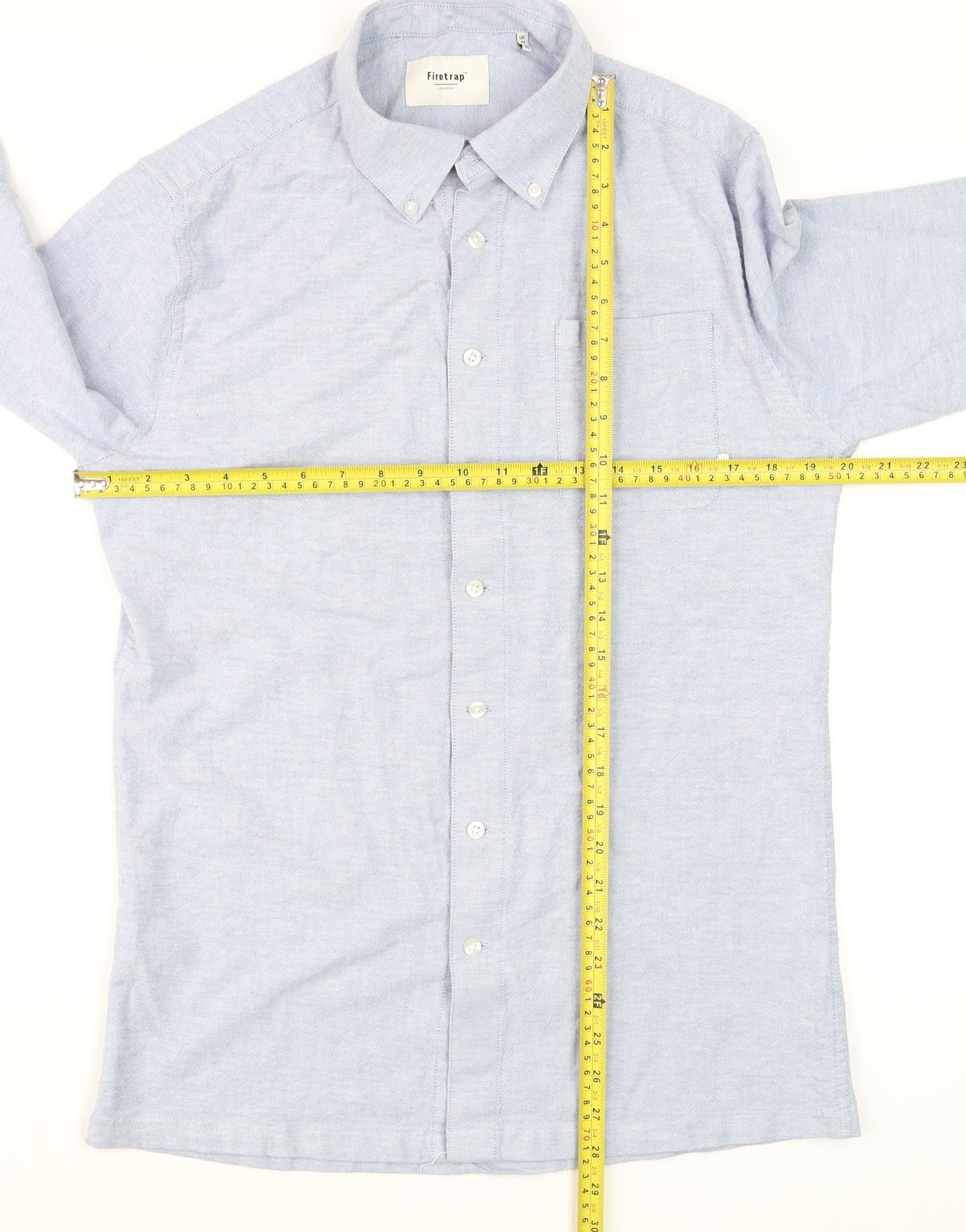 Firetrap Men's Blue Long Sleeve Button-Down Cotton Shirt Size M