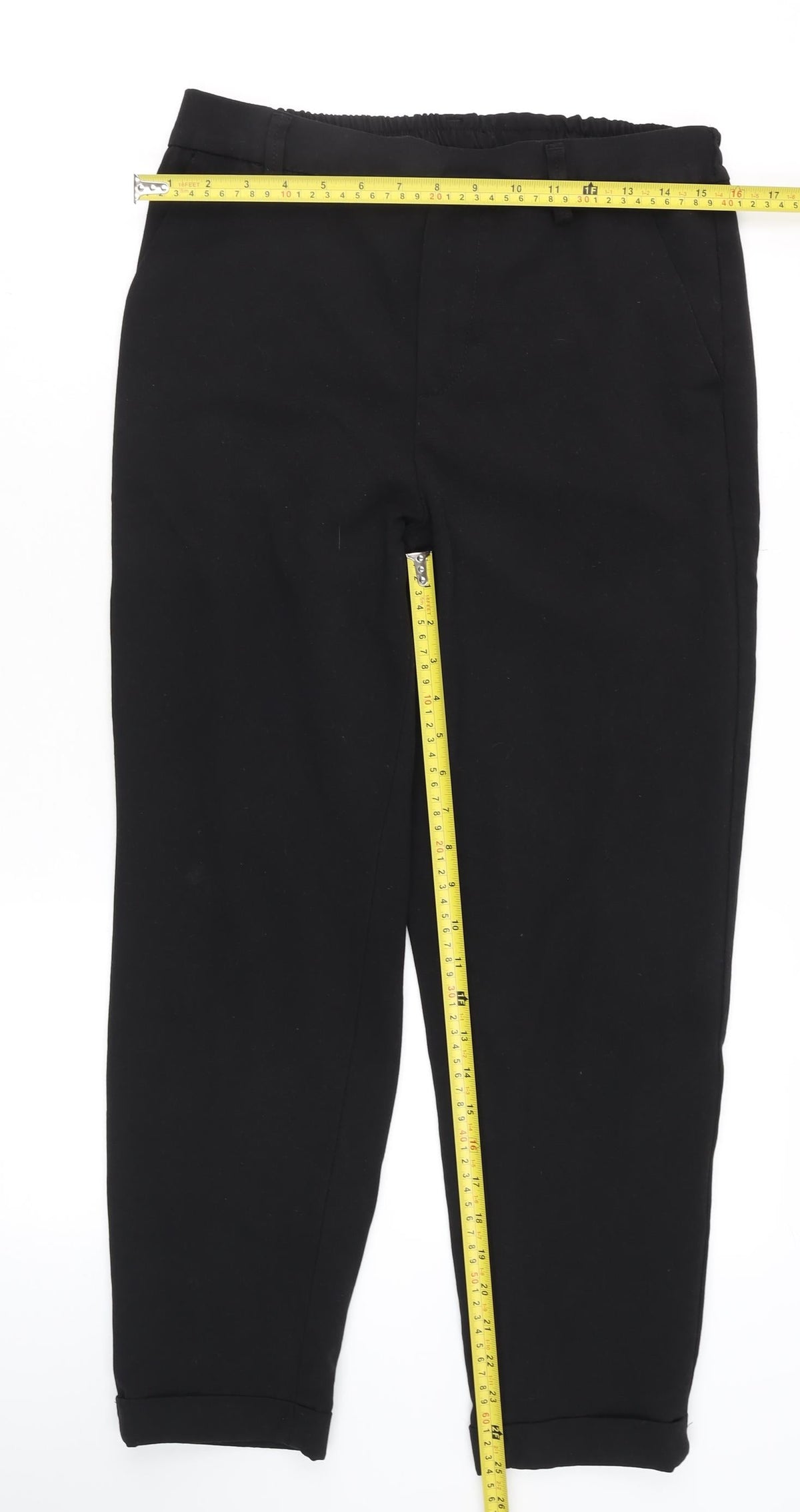 Savoir Women's Black Cropped Tapered Trousers Size 12