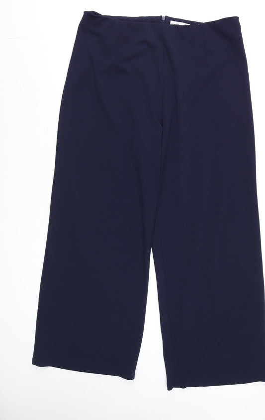 Gerard Women’s Navy Blue Wide-Leg Trousers Size 18 Zip High Rise