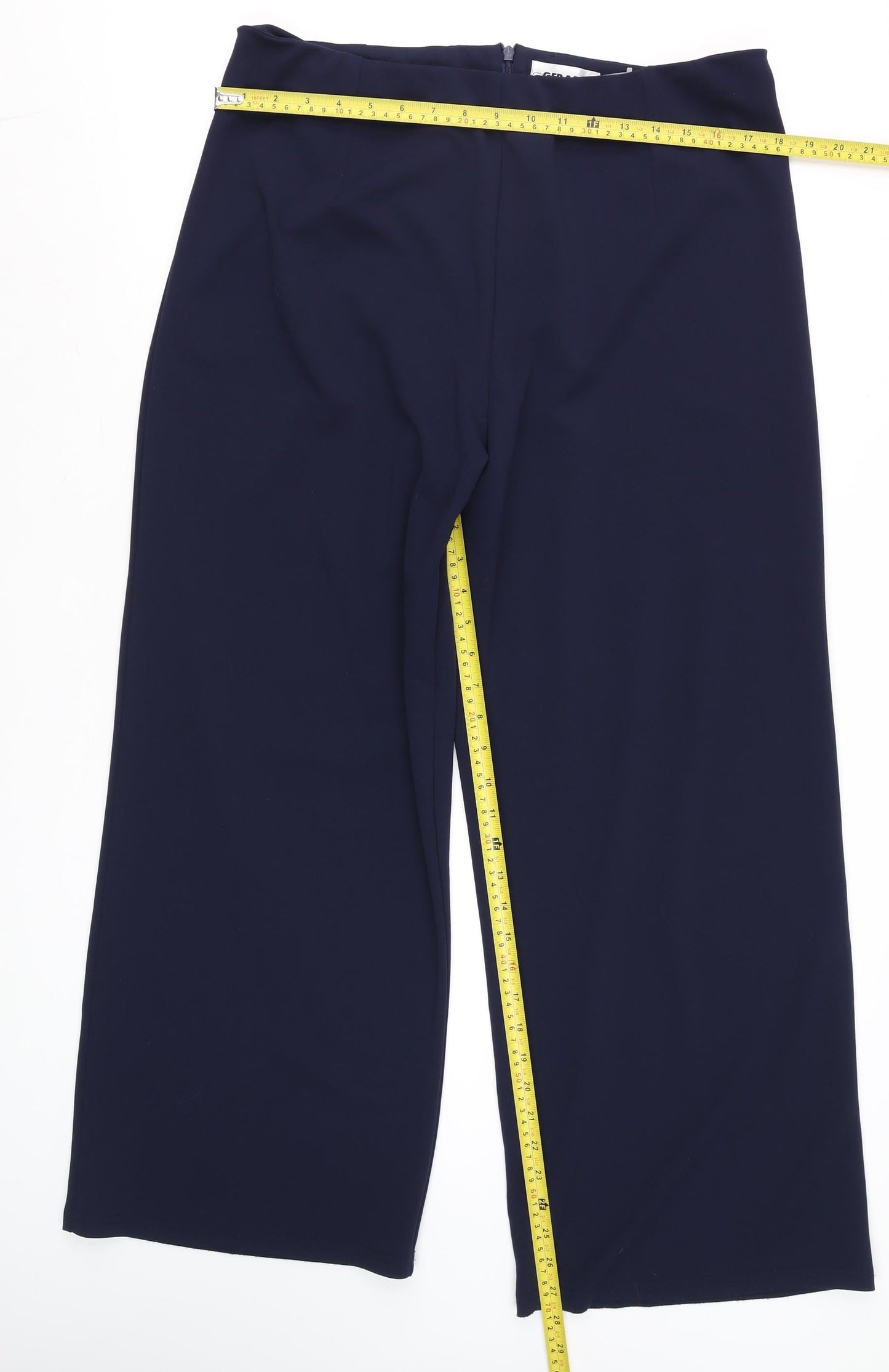 Gerard Women’s Navy Blue Wide-Leg Trousers Size 18 Zip High Rise