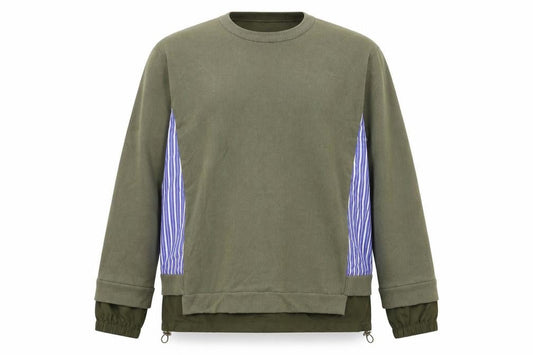 Jovonna London Women's Green Striped Panel Long Sleeve Casual Top Size S