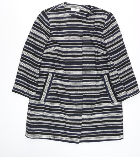 Gallery Women’s Blue Striped Mid-Length Overcoat Size 14