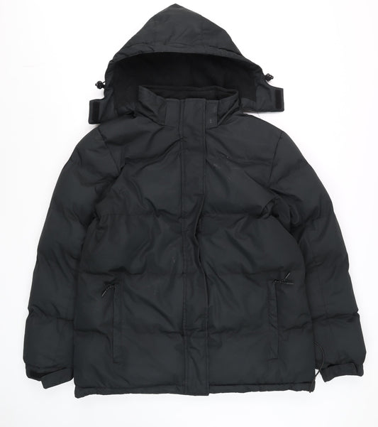 Mountain Warehouse Womens Black Puffer Jacket UK14 Hooded Water Resistant Winter Coat