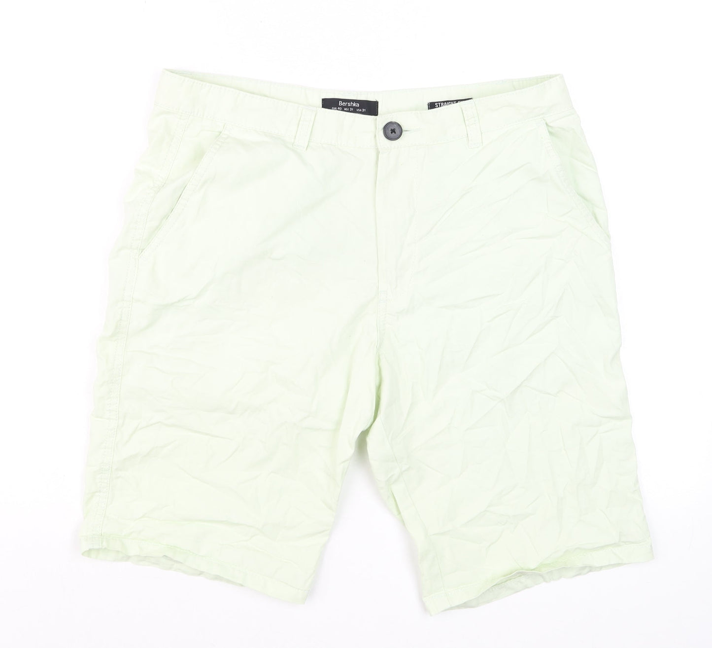 Bershka Men's Light Green Chino Shorts Size 31 Straight Fit
