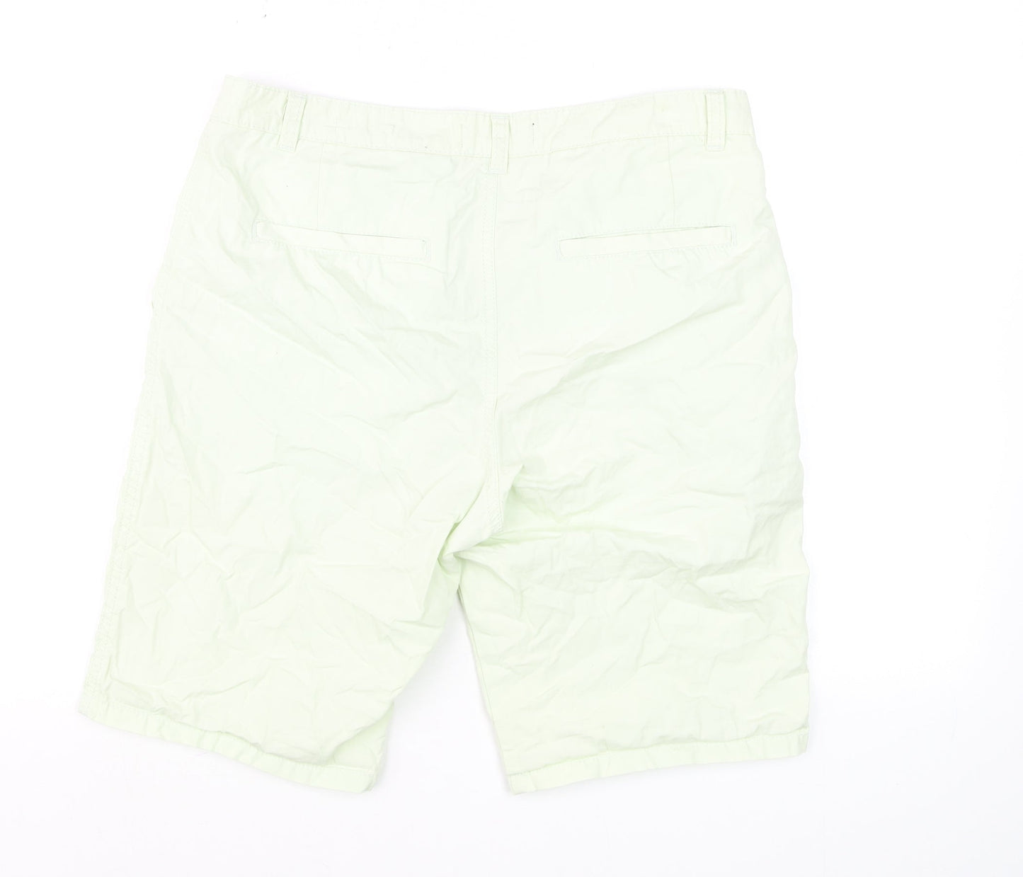 Bershka Men's Light Green Chino Shorts Size 31 Straight Fit