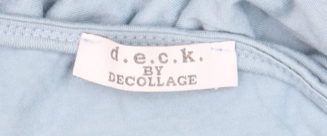 d.e.c.k. by Decollage Women's Blue Colourblock 3/4 Sleeve Relaxed Fit Top L