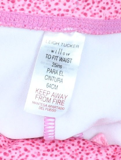 Leigh Tucker Willow Pink Spotted Women's Leggings Size M 25in Waist