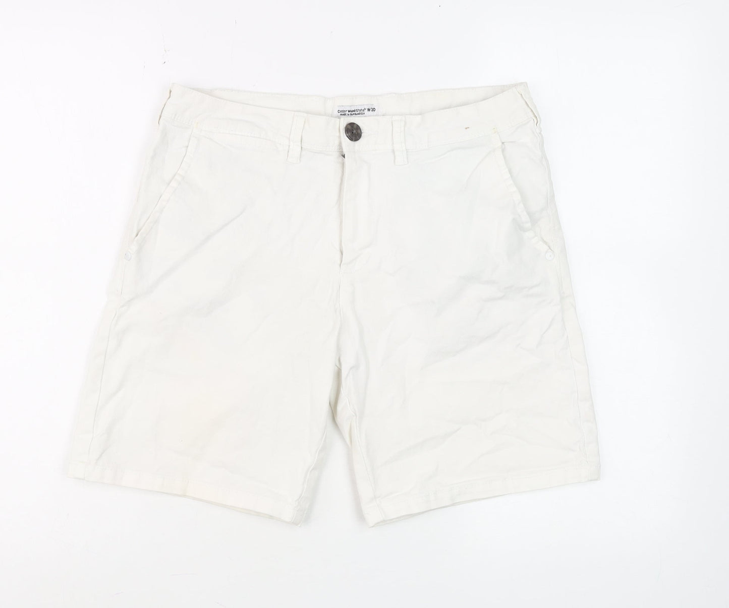 Cedar Wood State Men’s White Chino Shorts W30 Regular Fit Cotton